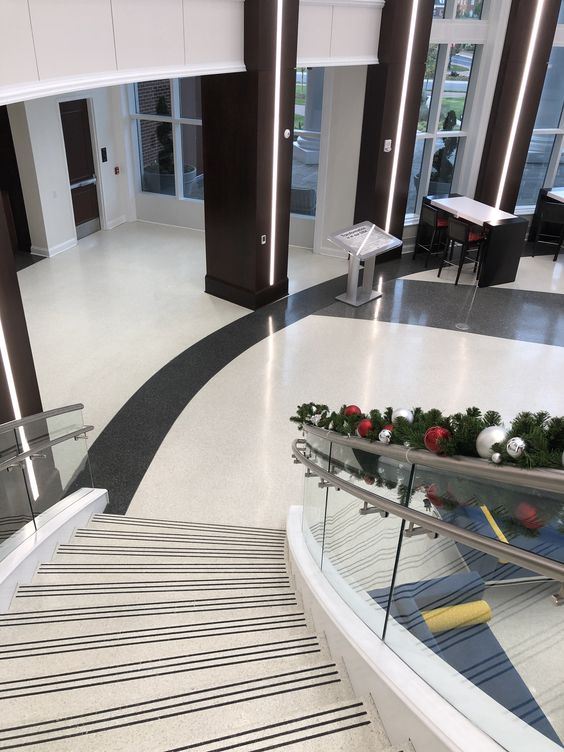 Terrazzo Stone and Stair in University Library Lobby
