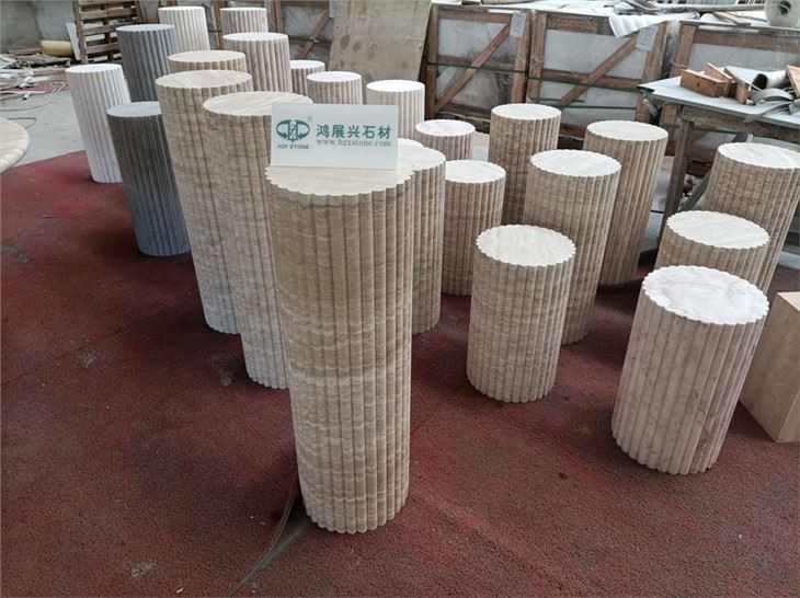 Travertine round column base